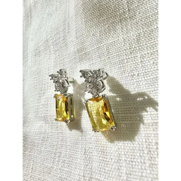 Victoria Canary radiant, cut dangle earrings - Picture 3 of 5